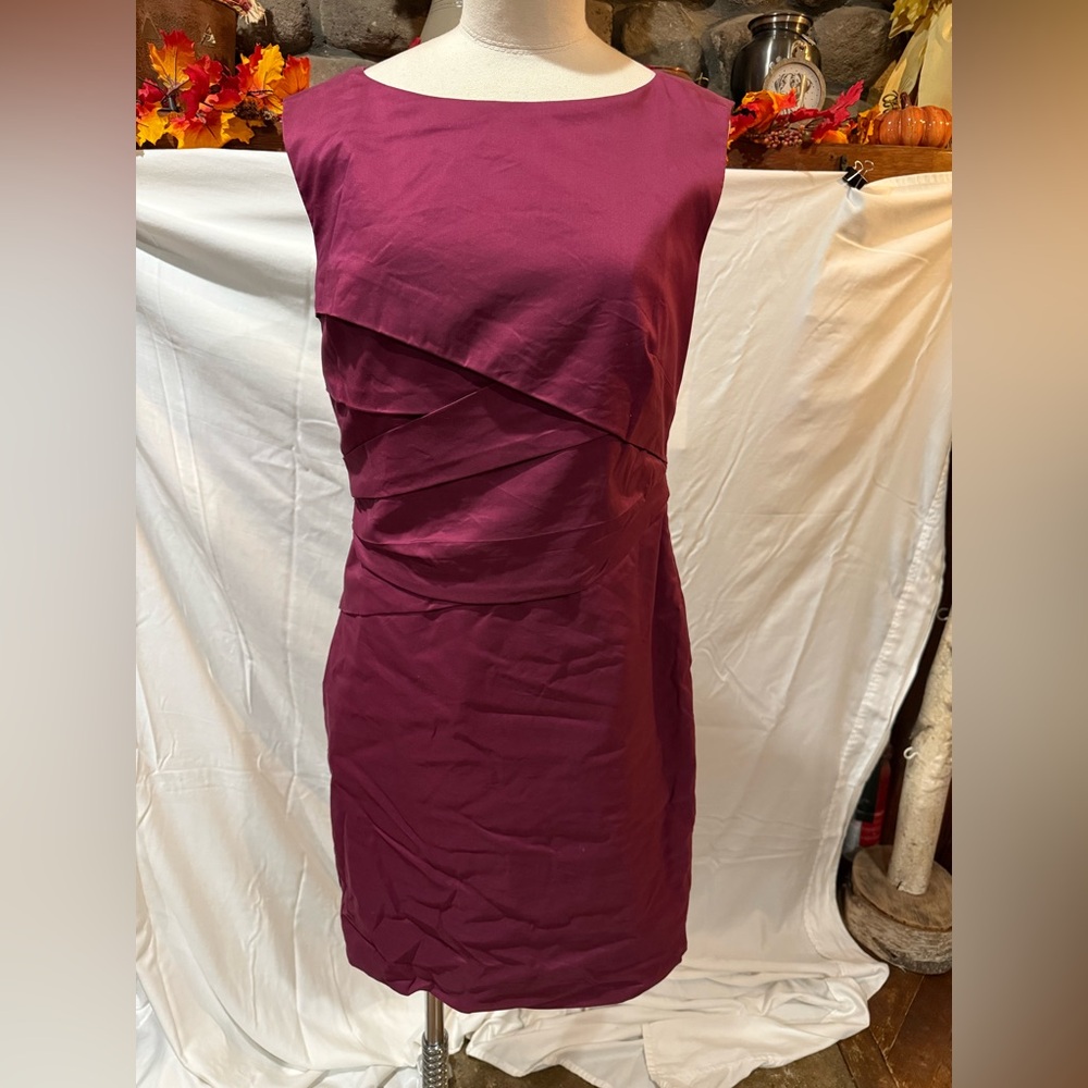 Ann Taylor Midi Dress in Deep Magenta